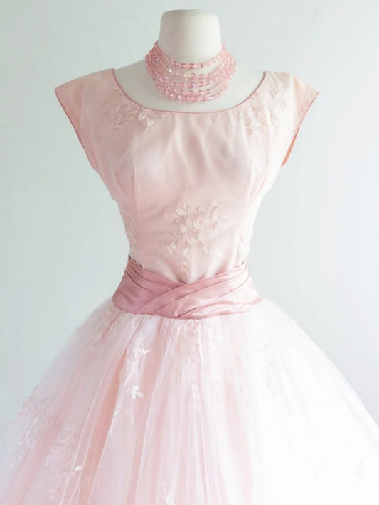 A Line Pink Vintage Homecoming Dress Short Prom Dress Party Dress cg26053