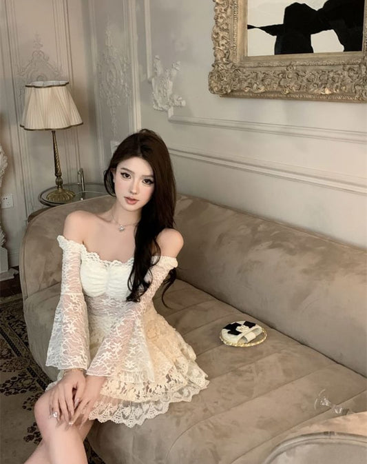 Ivory Lace Cocktail Dresses Homecoming Dress Short Prom Dress Party Dress cg26034