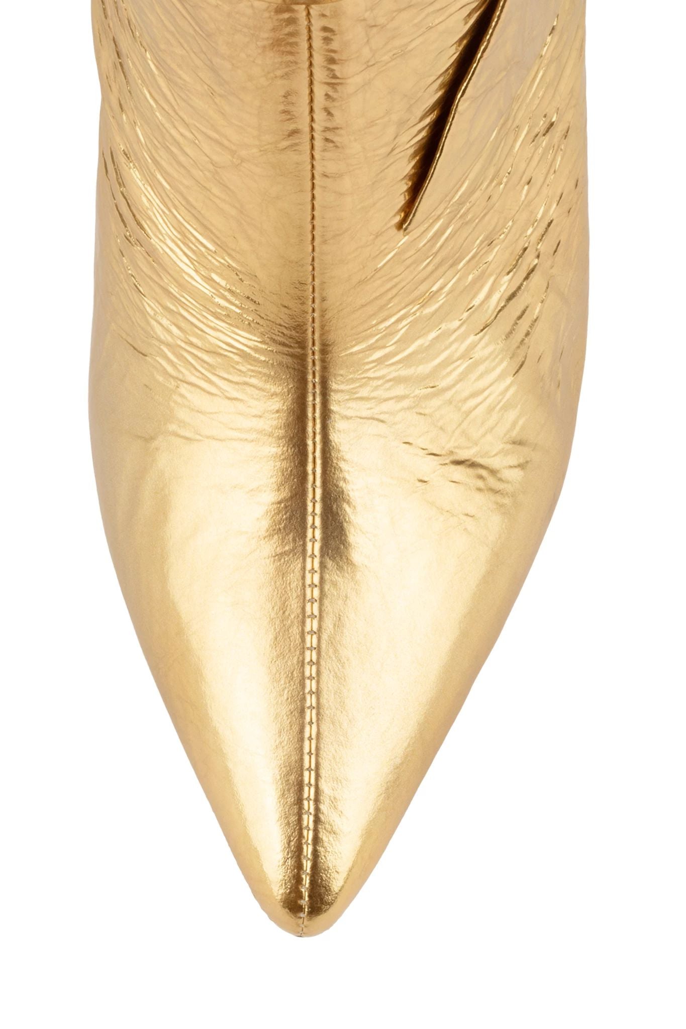 Gold Bow Stiletto Heel Pointed Toe Mid Calf Boots