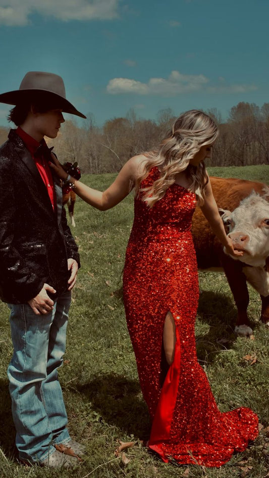 Red Prom Dresses, Sequin Prom Dresses, Bodycon Party Dress