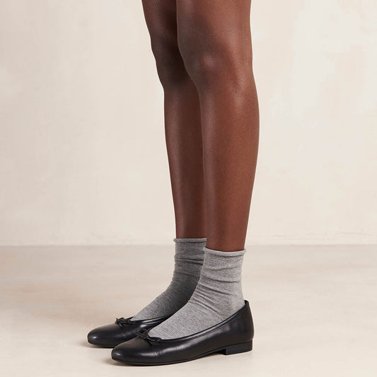 Black Vegan Leather Round Toe Slip-On Ballet Flats with Bow