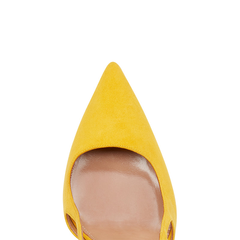 Yellow Vegan Suede Stiletto Heel Slingback Pumps