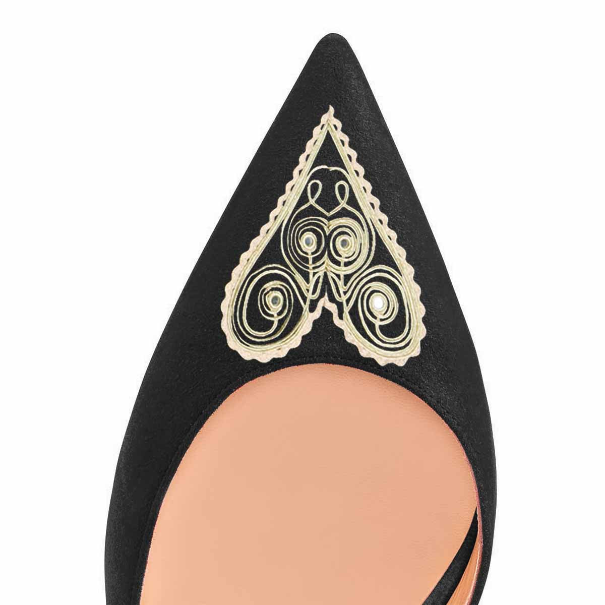 Women's Pointed Toe Heart Pattern Stiletto Heel Black Pumps