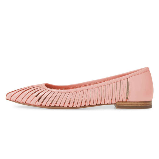 Pink Pointed Toe Hollow Out Comfortable Flats