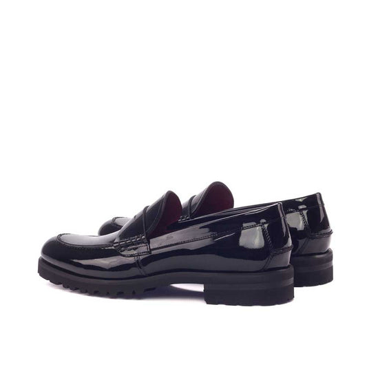 Black Patent Leather Round Toe Flat Slip-On Formal Loafers