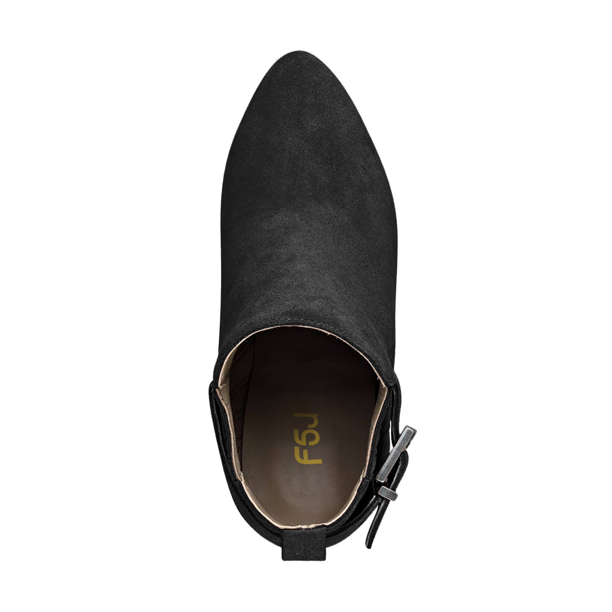 Women's Vegan Suede Almond Toe Chunky Heel Ankle Boots in Black