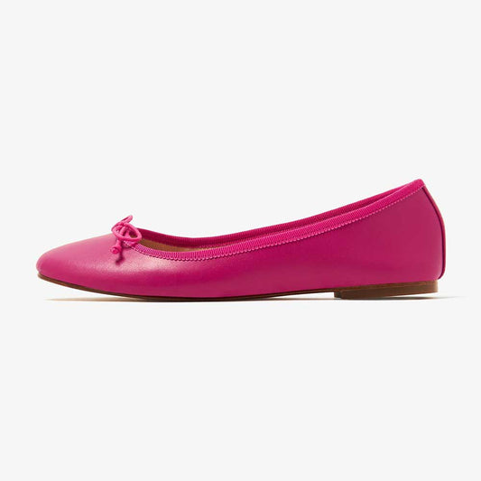 Chic Fuchsia Round Toe Classic Bow Detail Ballet Flats for Women