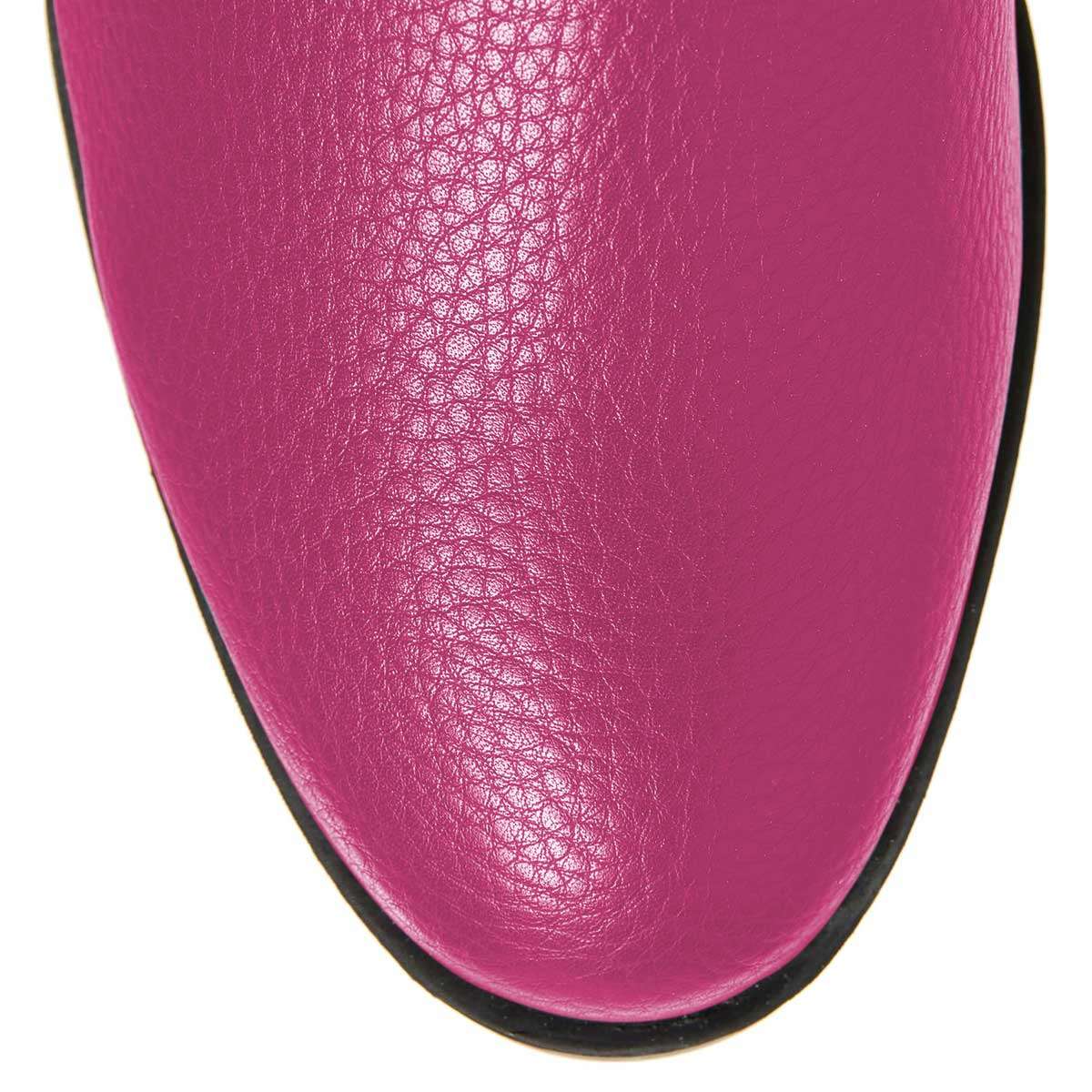 Fuchsia Studded Round Toe Flat Knee High Boots for Women