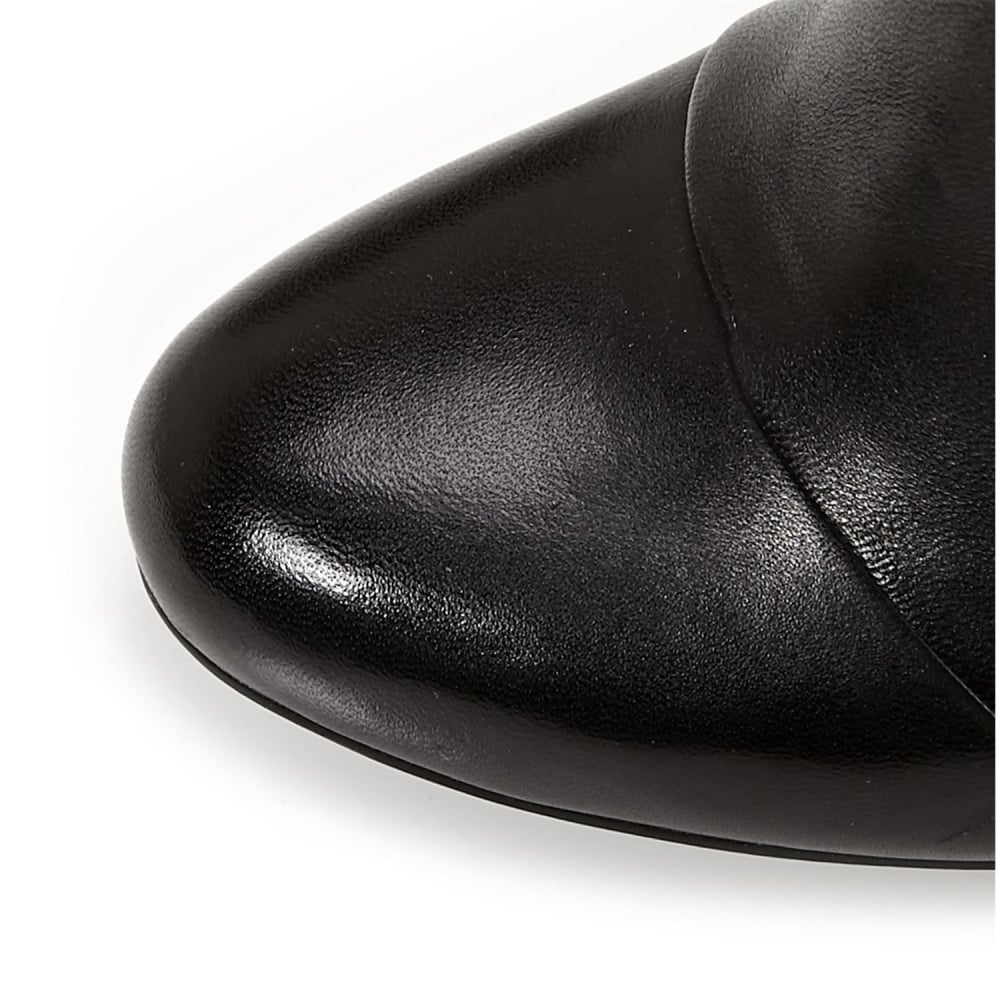 Black Closed Toe Stiletto Heel Stretch Knee High Boots for Women