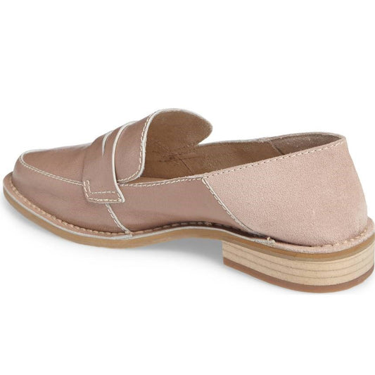 FSJ Patchwork Design Round Toe Flats Penny Loafers for Women