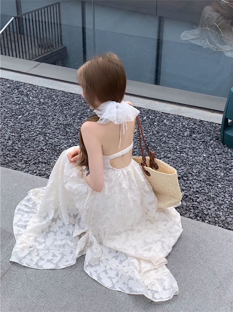 New Fashion Beige Design Beach Holiday A-line Halter Dress TP3310