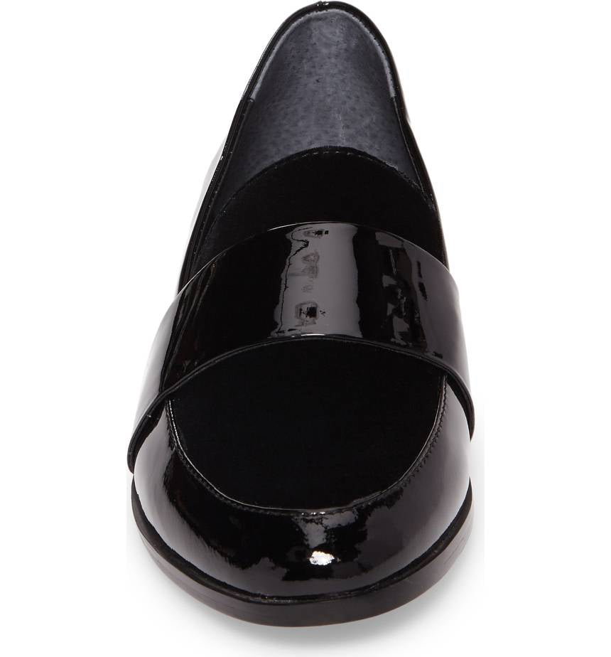 Black Patent Leather Round Toe Loafers Women's Casual Business Shoes