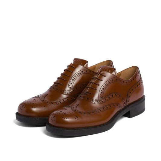 Classic Brown Round Toe Flats Lace Up Oxford Shoes Women