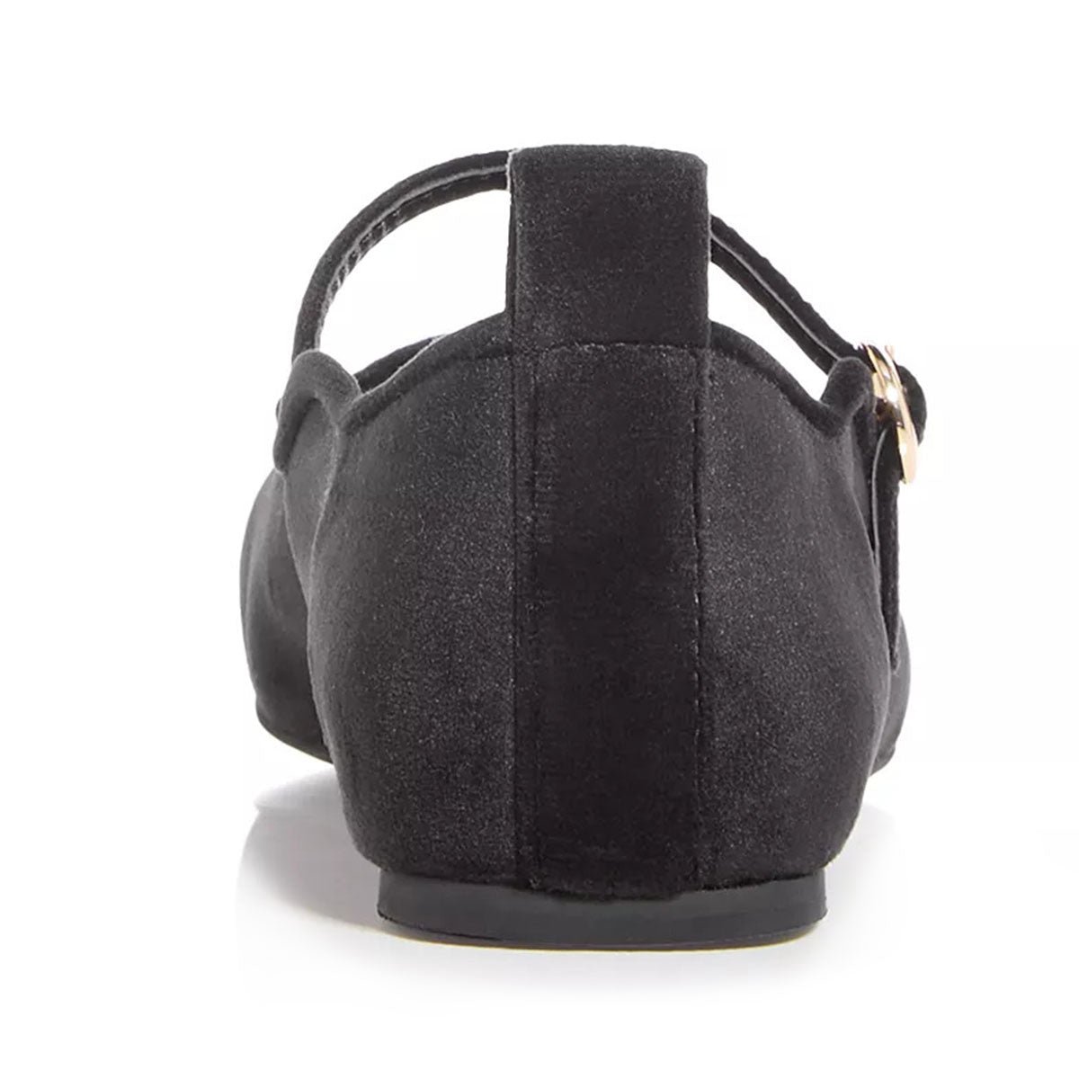 Black Velvet Square Toe Buckled Fashion Mary Jane Flats for Women