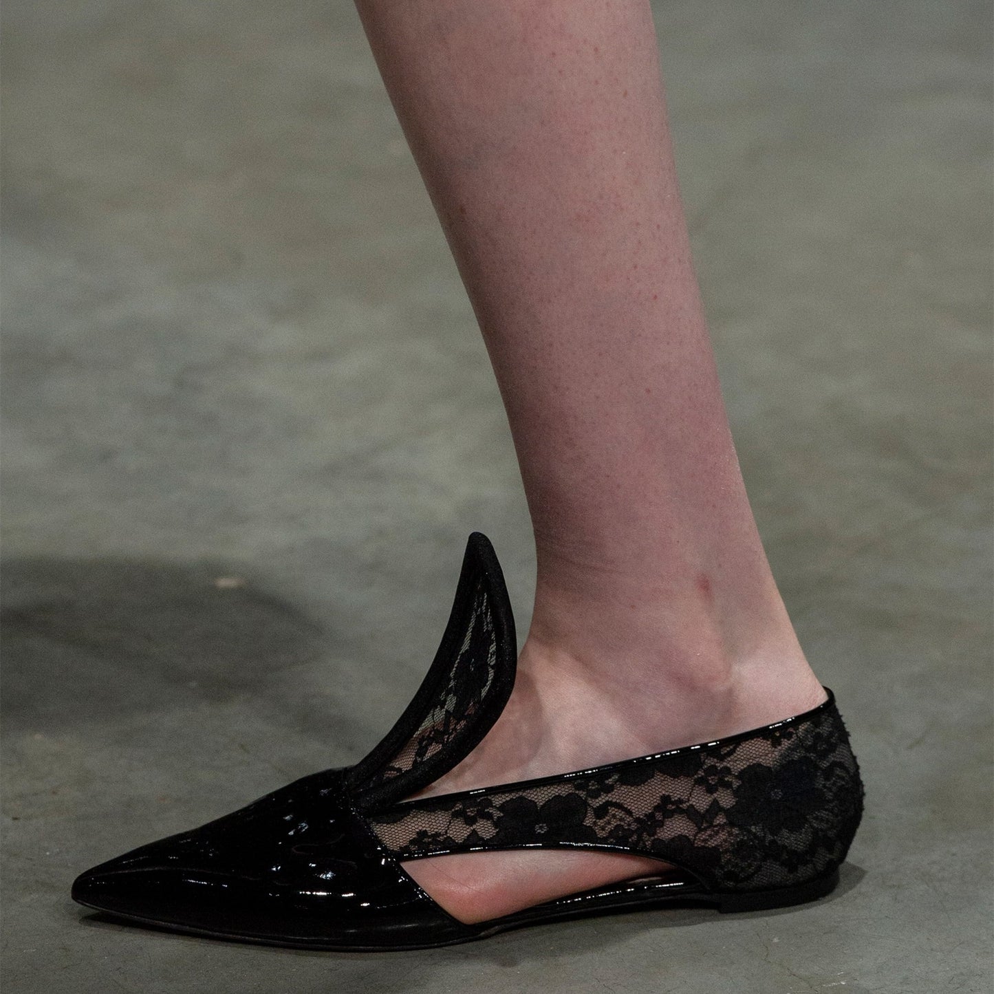 Black Patent Leather and Lace Comfortable Flats