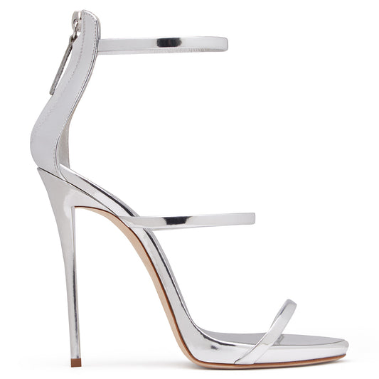 Women's Silver Open Toe Stiletto Heels Sandals