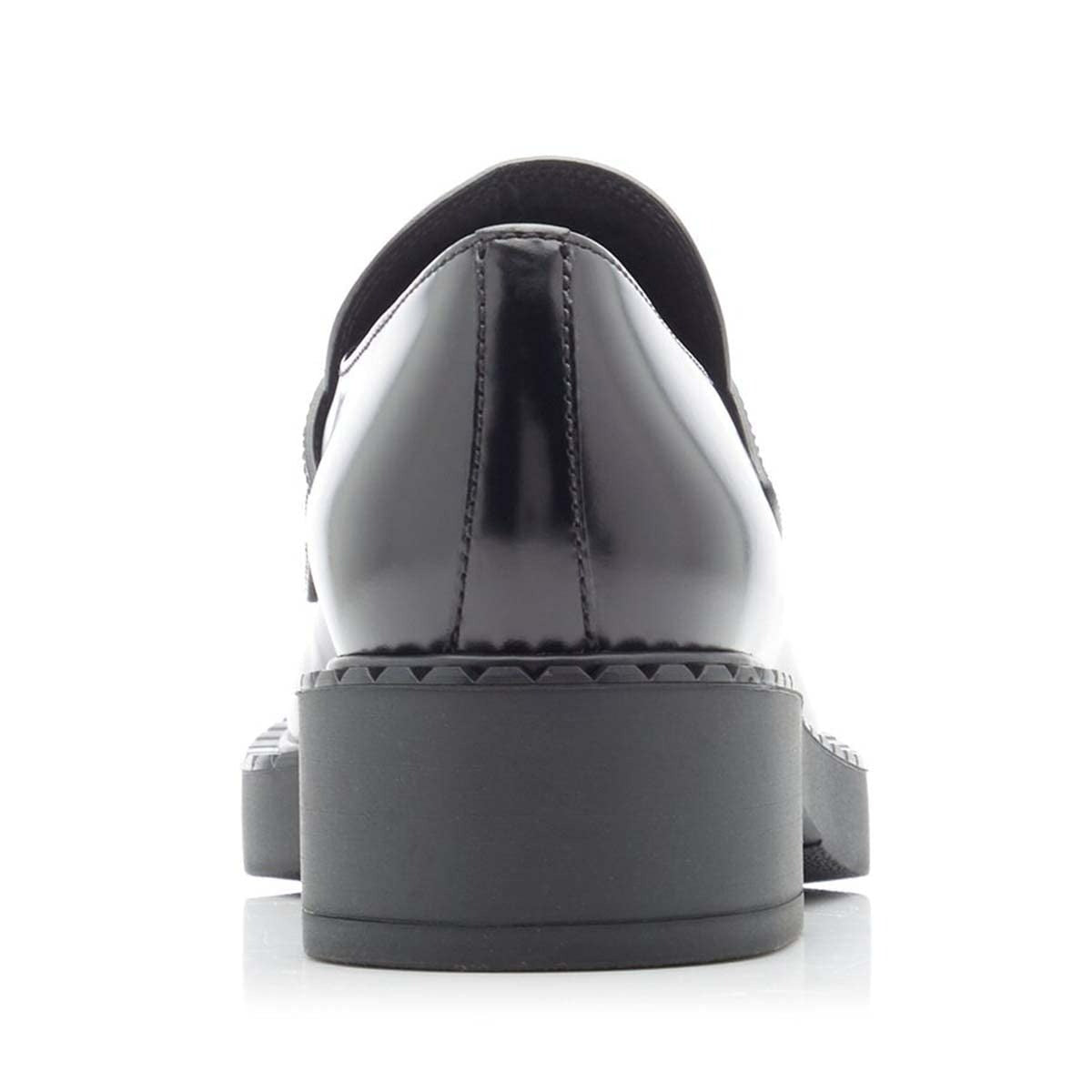 Black Round Toe Chunky Low Heel Business Platform Loafers