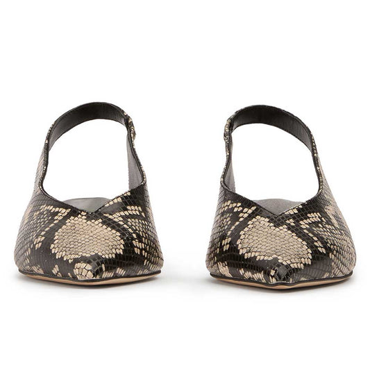 Women's Classic Python Embossed Pointed Toe Low Heel Slingback Pumps