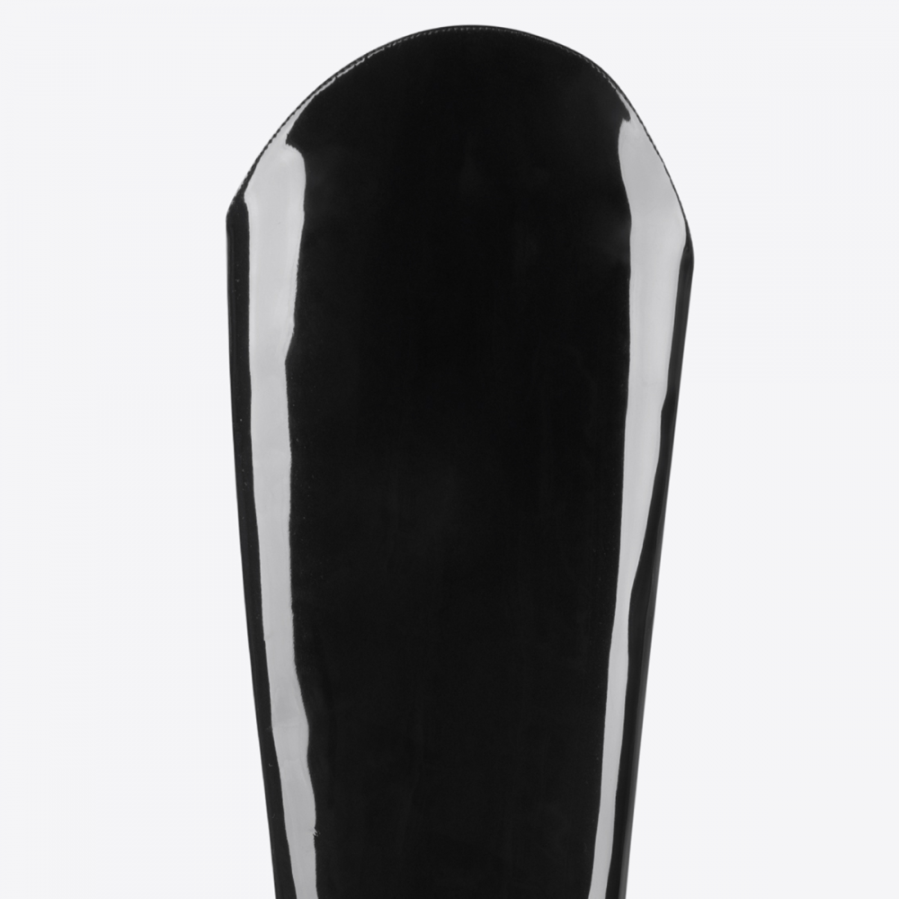 Black Patent Leather Pointed Toe Chunky Heel Fashion Knee High Boots