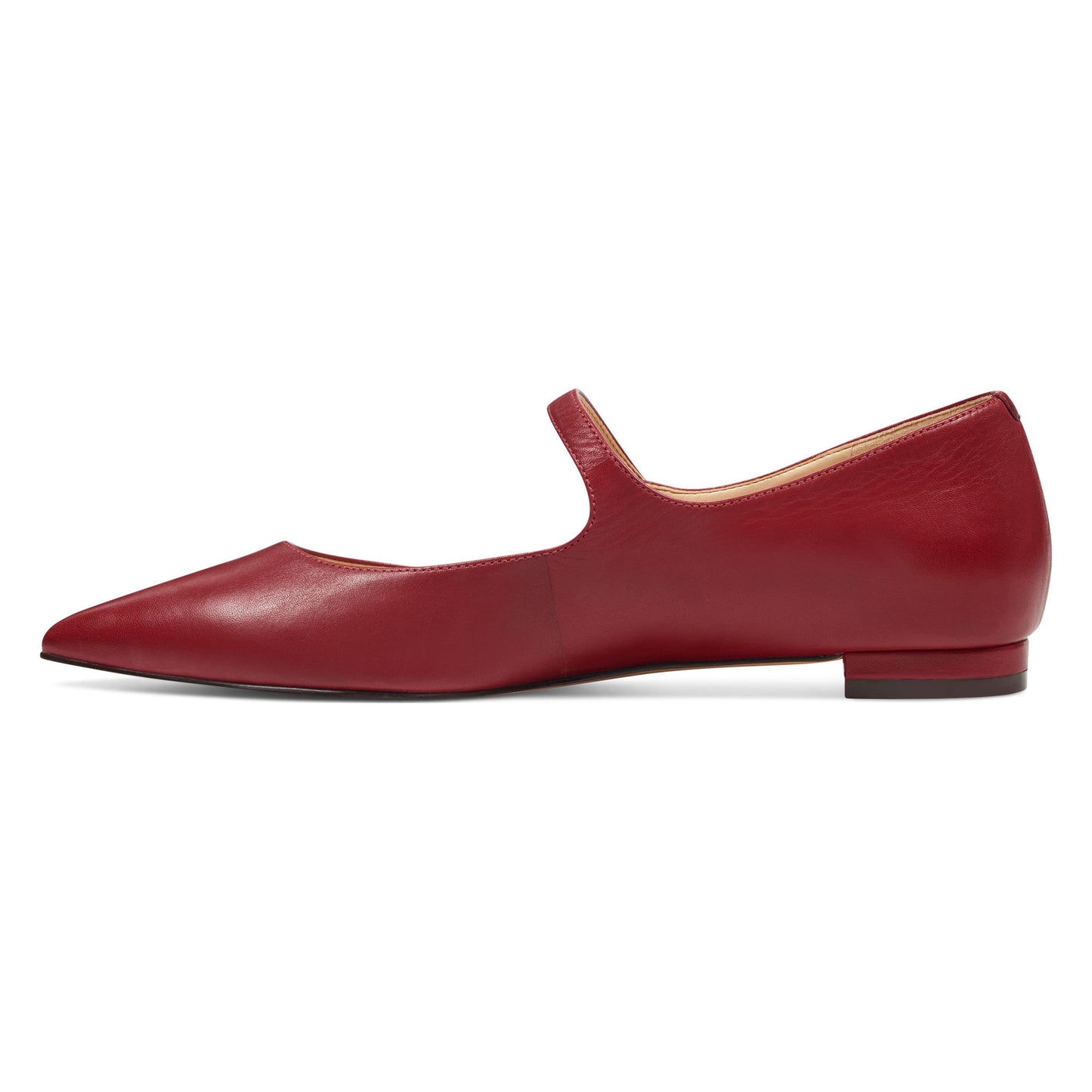 Maroon Mary Jane Shoes Flower Buckle Pointed Toe Flats
