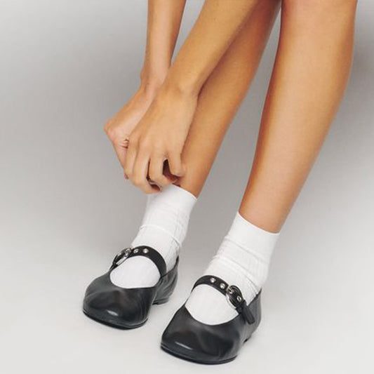 Black Vegan Leather Closed Toe Flat Loafers with Buckle