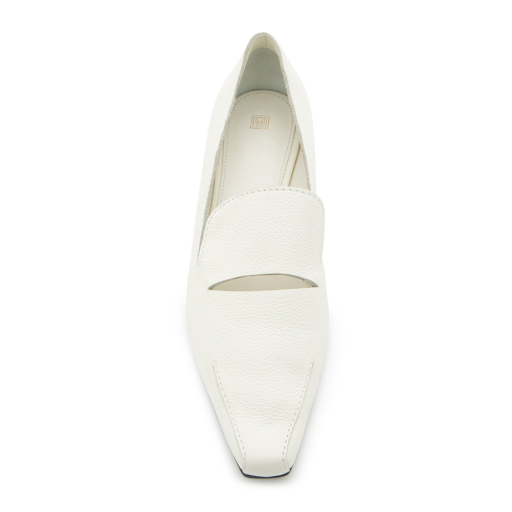 White Vegan Leather Square Toe Stiletto Heel Loafers
