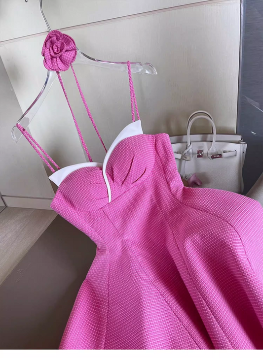 New Fashion Rose Pink Sweetheart Spaghetti Strap Design A-line Party Dresses Homecoming Dresses, TP3836