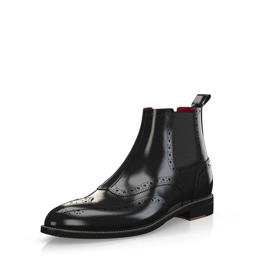 Black Round Toe Chunky Heel Flat Cut-Out Design Ankle Boots