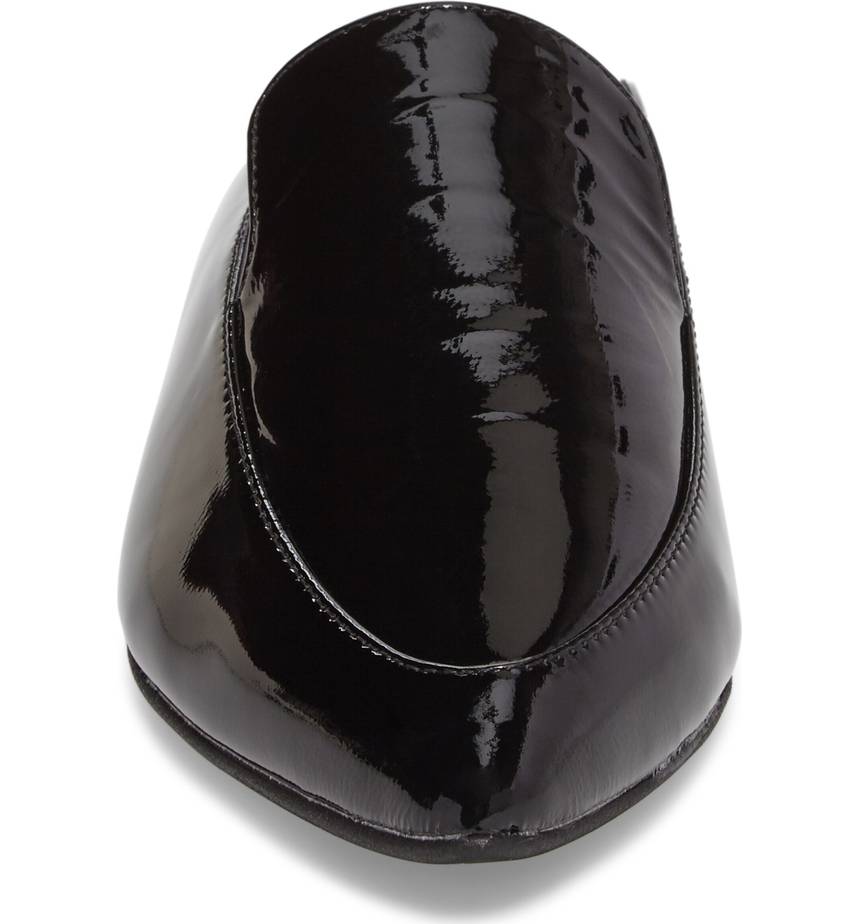 Black Patent Leather Casual Flats Mule Loafers for Women