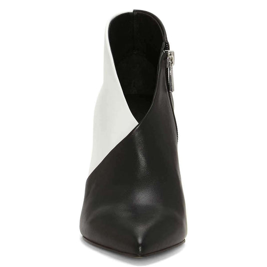 Black and White Pointy Toe Stiletto Heel Ankle Boots