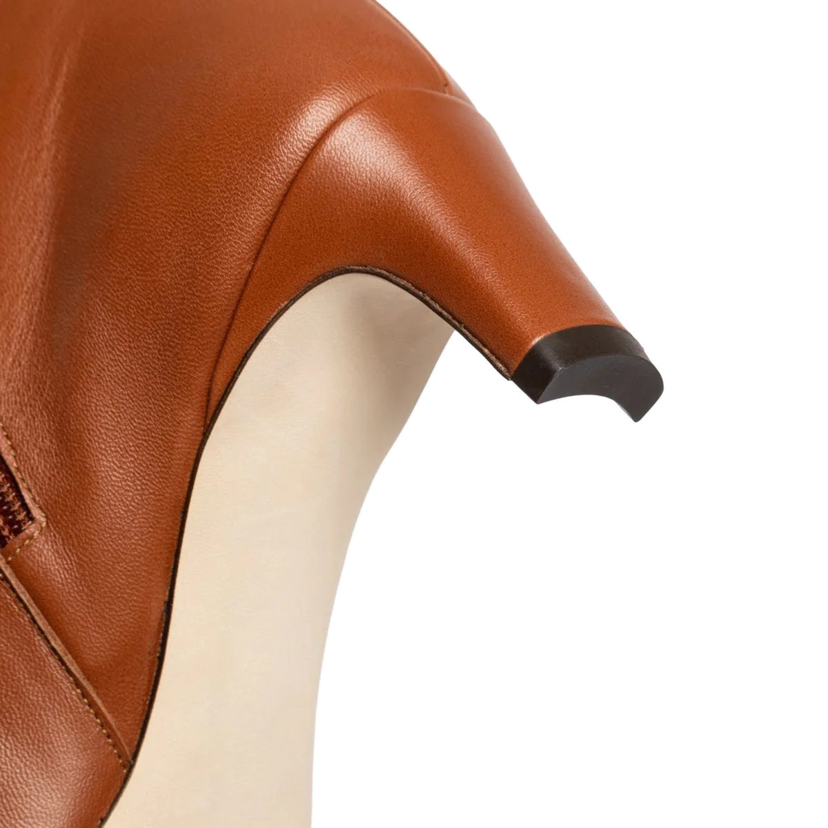 Vegan Leather Zipper Snip Toe Block Heeled Ankle Boots in Brown