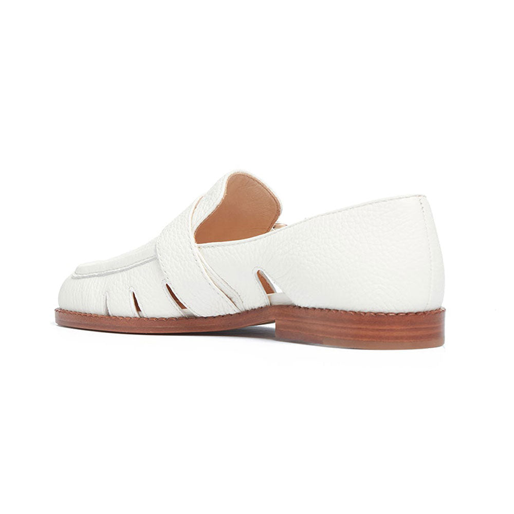 FSJ White Buckle Strap Cut Out Flats Business Casual Shoes for Women