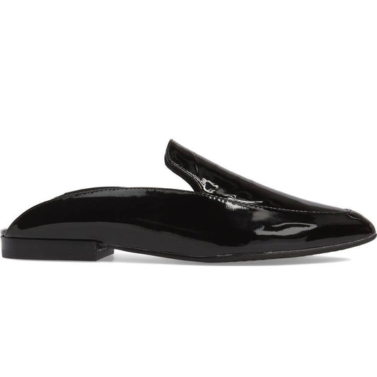 Black Patent Leather Casual Flats Mule Loafers for Women