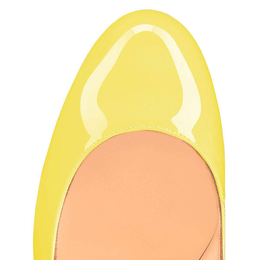 Yellow Round Toe Platform Chunky Heel Pumps