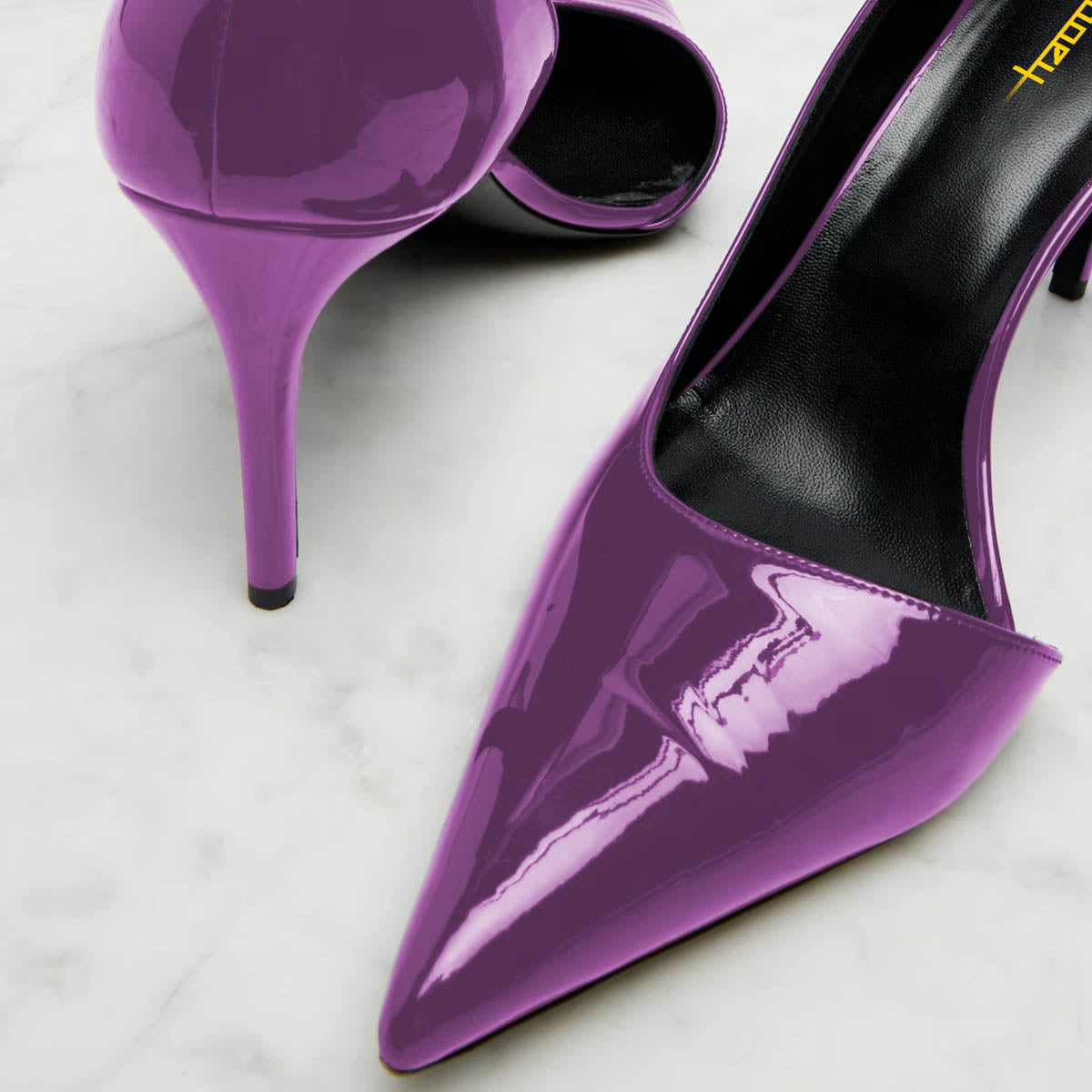 Women's Purple Pointed Toe Stiletto Heel Slip-On Pumps Shoes