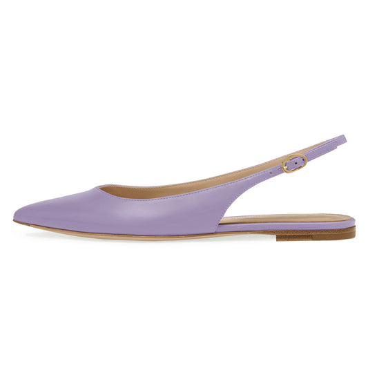 Elegant Lavender Closed Pointed Toe Flats Buckled Slingback Shoes