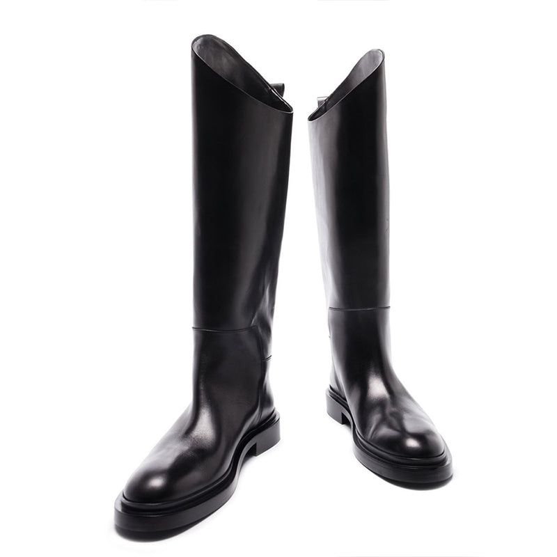 Round Toe Patent Platform Block Heels Fashion Knee High Boots