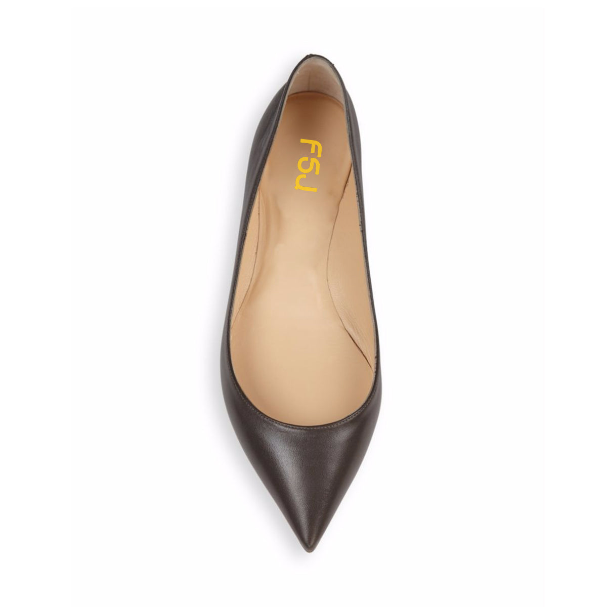 FSJ Women's Pointed Toe Comfortable Flats in Dark Grey