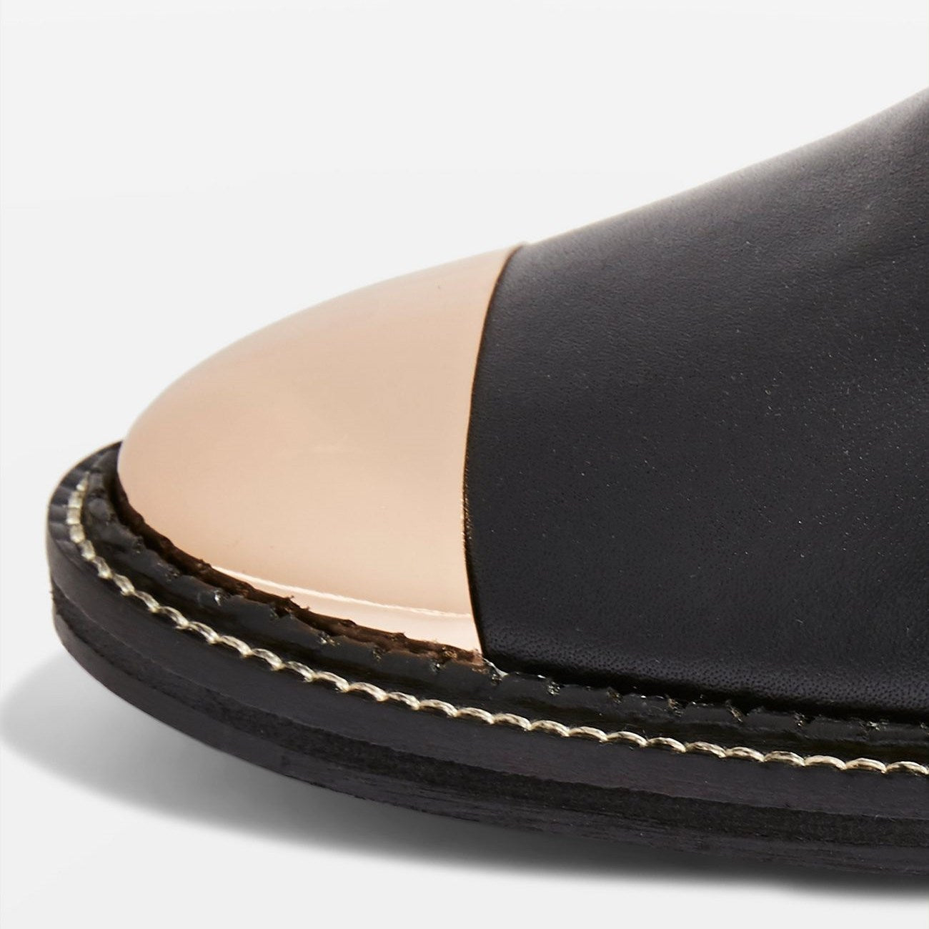 Black Metal Cap Toe Lace-Up Flat Ankle Boots with Zipper