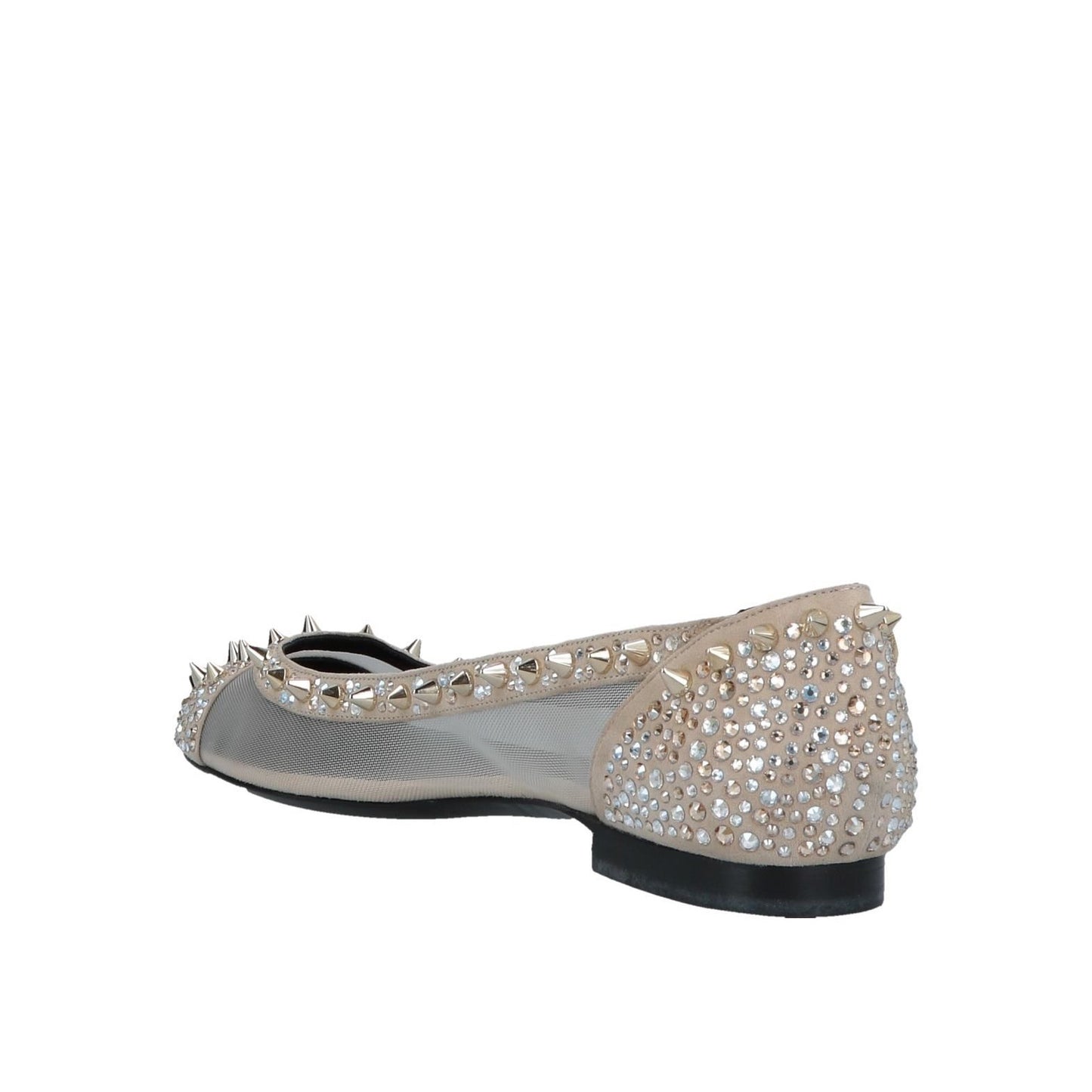 Natural Color Vegan Suede Mesh Rivets Comfortable Flats