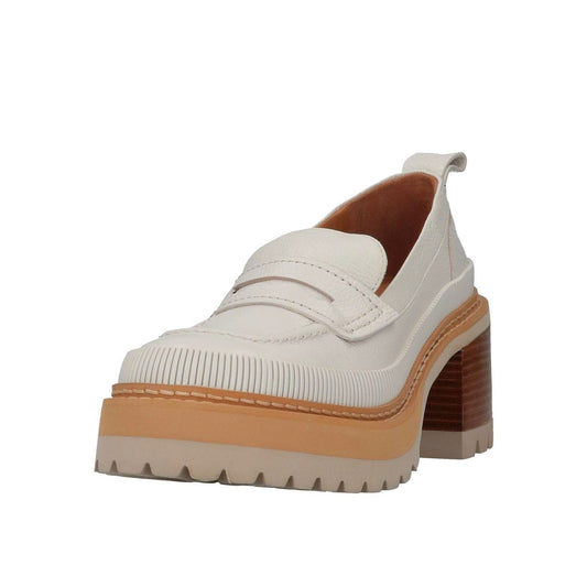 Classic Ivory Round Toe Chunky Heel Penny Loafers Women with Platform