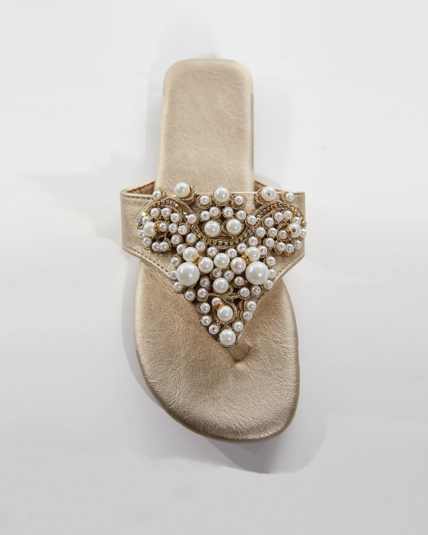 Aalis Pearl Thong Toe Slippers In Beige