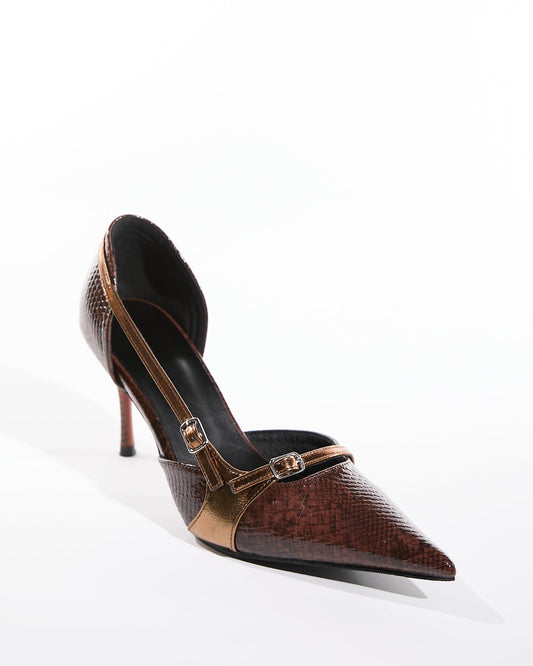 Adelina Snake Print Leather Pumps
