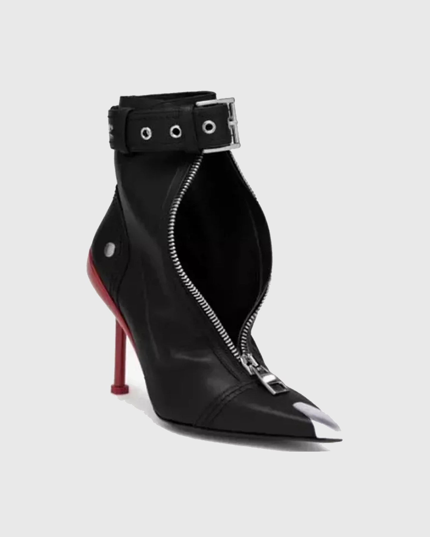 Amore Buckle Leather Ankle Boots In Black