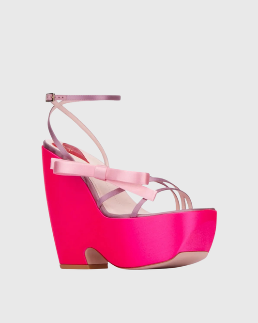 Annetta Satin Strap Platform Sandals In Pink
