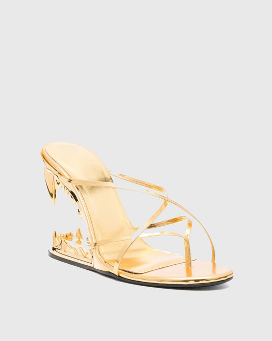 Antonia Wolf Tooth Sandals In Gold