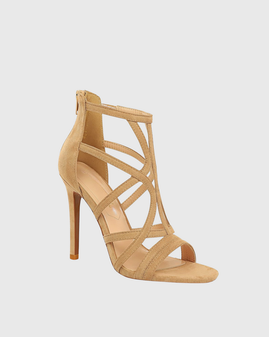Aradia Strap Gladiator Suede Sandals In Beige