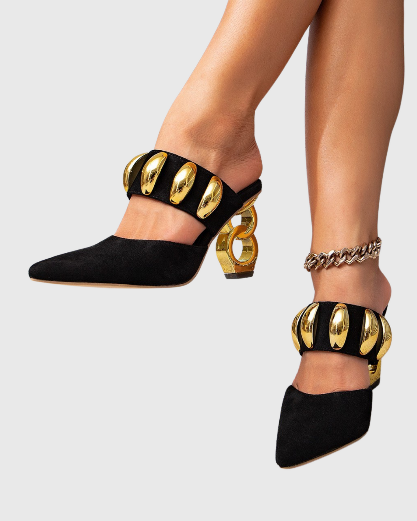 Aria Hardware Strap Chain Mules