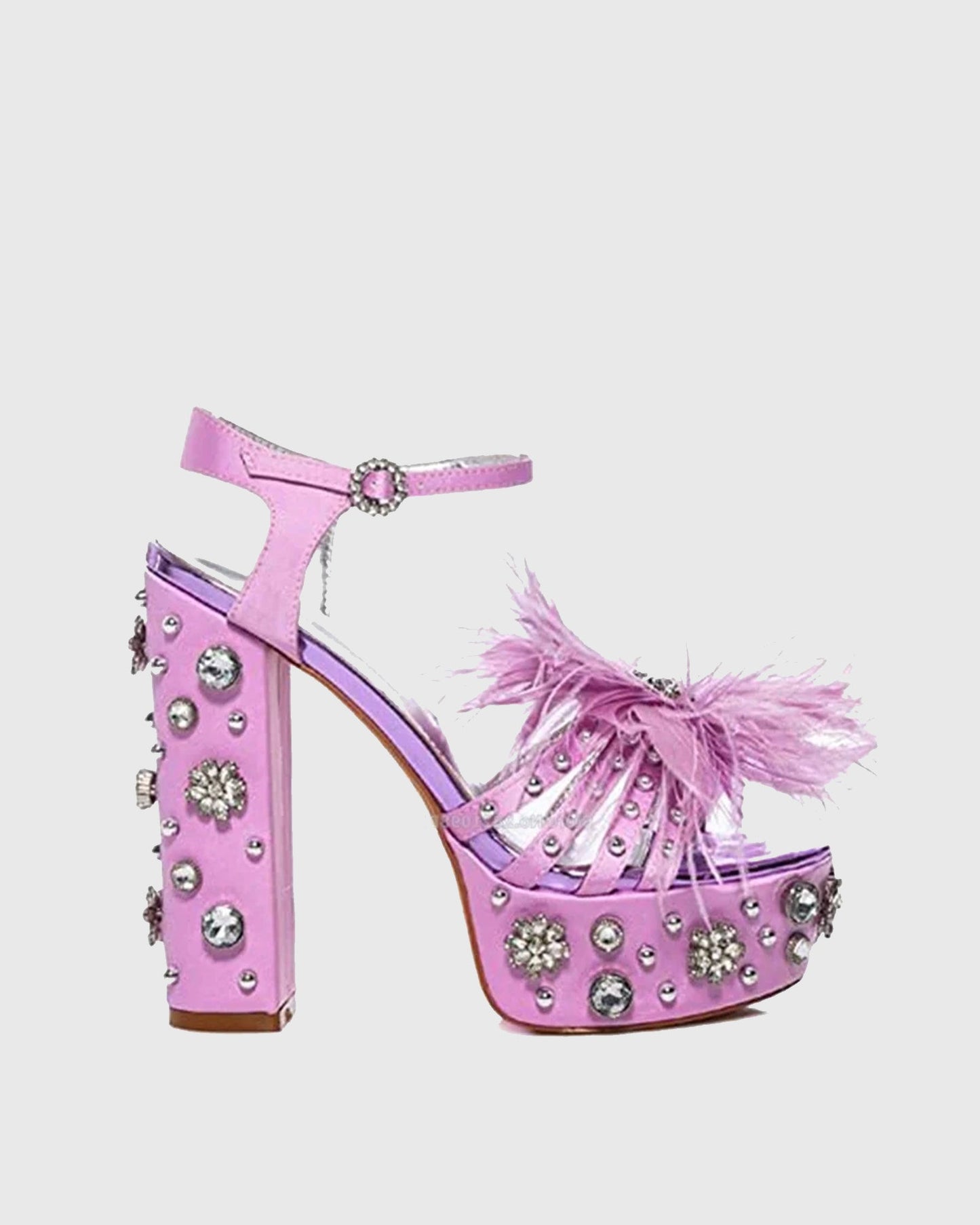 Armida Feather Strap Platform Sandals In Purple