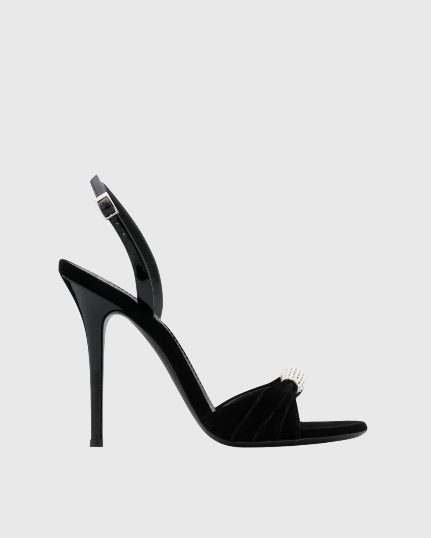 Babe Rhinestone Velvet Slingback Sandals In Black